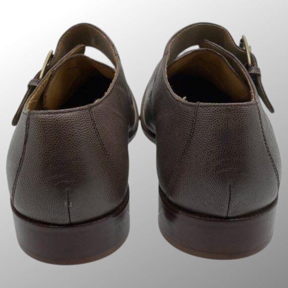 Men's 11.5 M COLE HAAN Classic Single Monk Strap Brown Pebbled Leather Shoes EUC - Picture 3 of 10